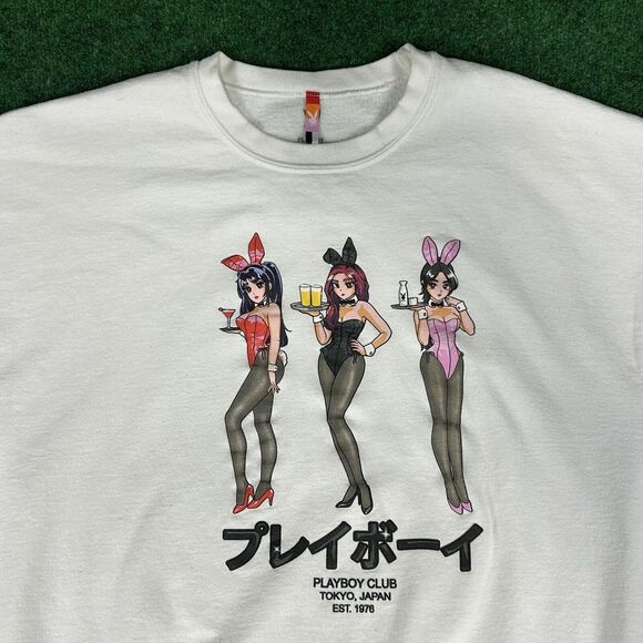 PLAYBOY Other - Playboy Tokyo Club Happy Hour Crewneck Sweatshirt White Pullover Mens 2XL XXL